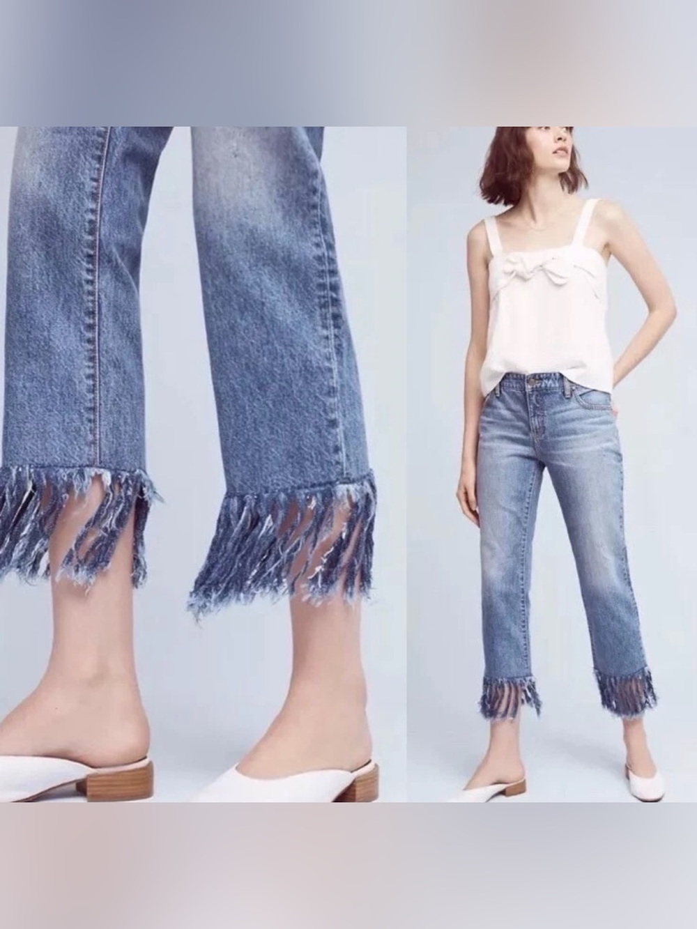 Anthropologie Pilcro and the Letterpress Hyphen Boy Fit Fringe Crop Jeans 32